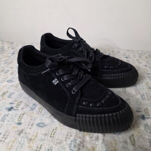 T.U.K Black Suede Leather Pointed Creepers